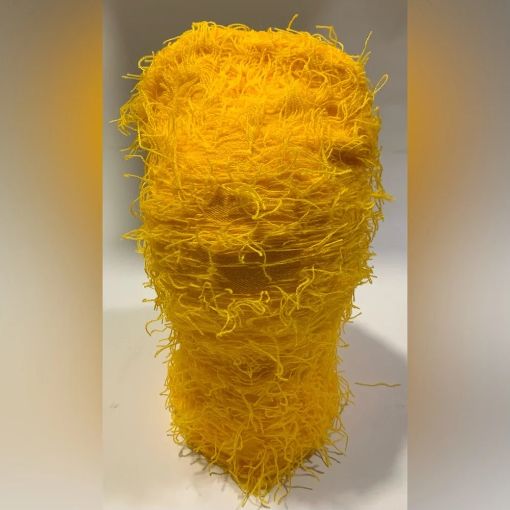 Yellow Knit Face Mask Hat  - Winter Beanie Ski Mask